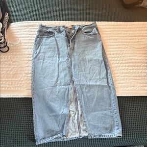 Abercrombie & Fitch Light Blue Denim Midi Skirt